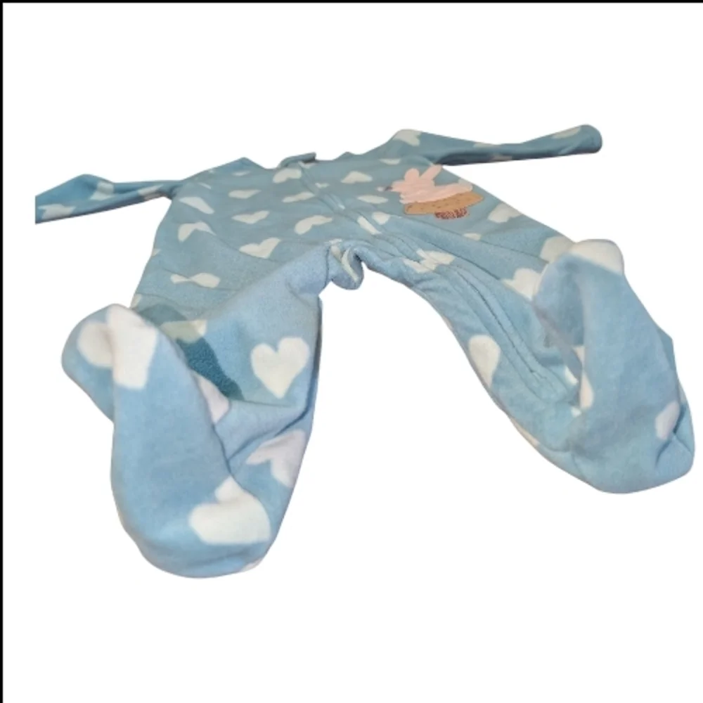 CARTER'S BABY GIRL BUNNY HEART PRINT ZIP-UP FLEECE SLEEP & PLAY SIZE 6 MONTHS